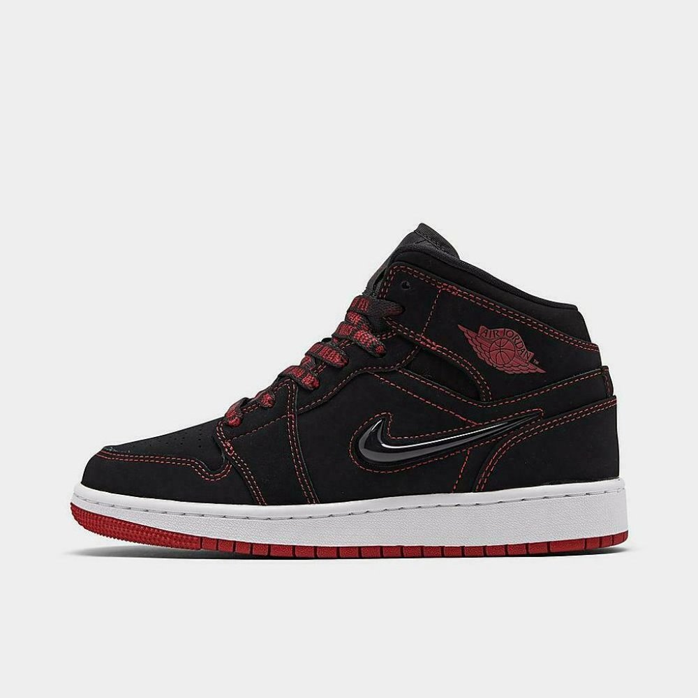 Nike Air Jordan 1 Mid Fearless GS Bred Red Black K - Picture 2 of 7